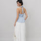Nicolette Halter Stripe Self-Tie Padded Top