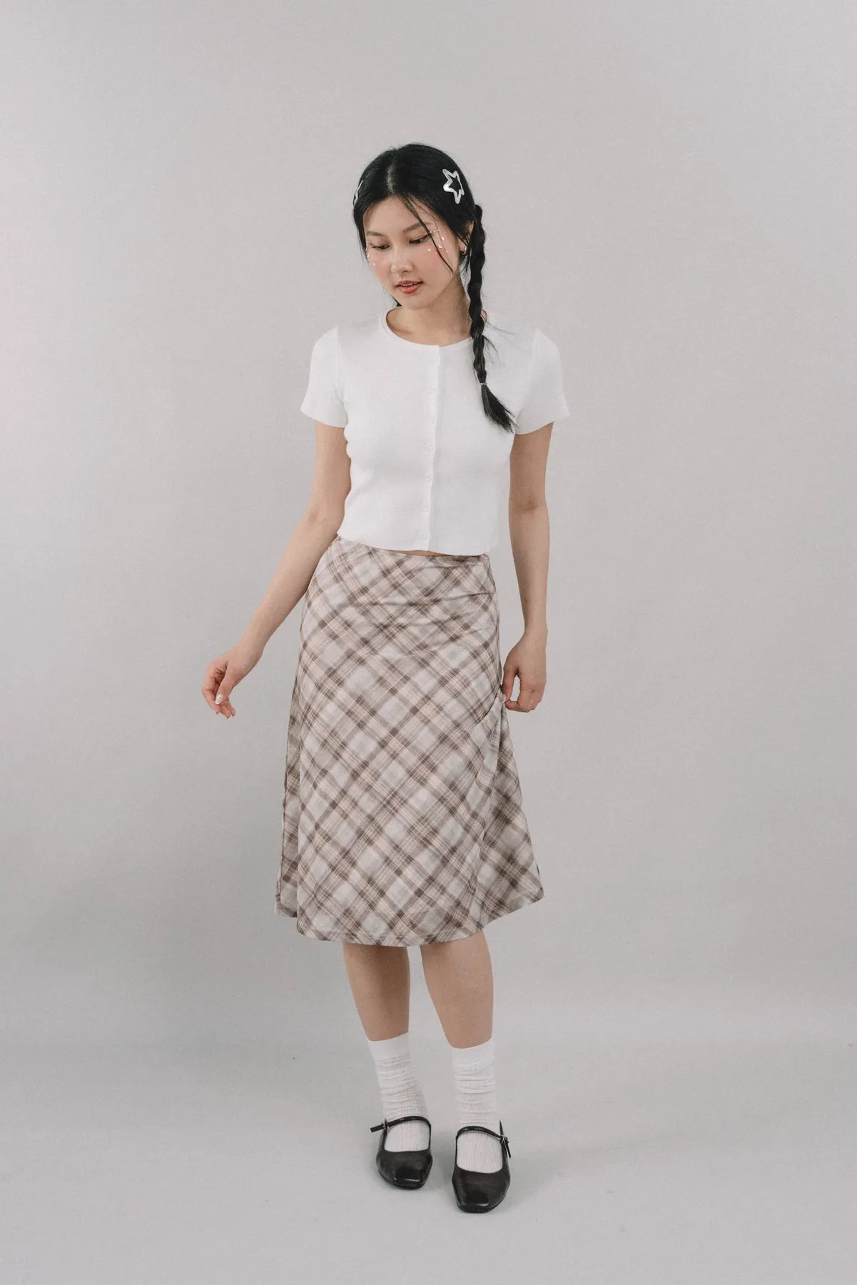 Corrie Plaid Midi Skirt [CLOUD MESH]