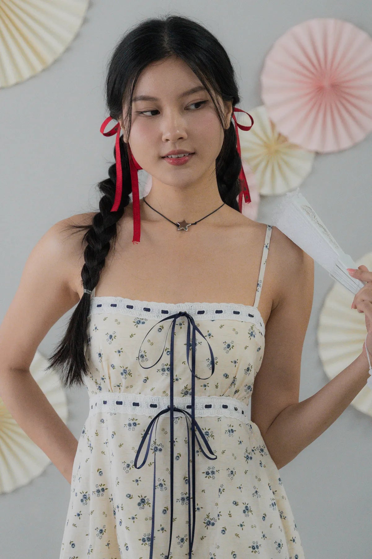 [COL FUKU] Ariana Padded Mini Ribbon Dress