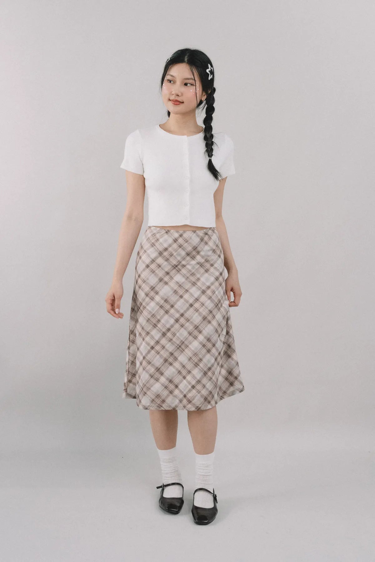 Corrie Plaid Midi Skirt [CLOUD MESH]