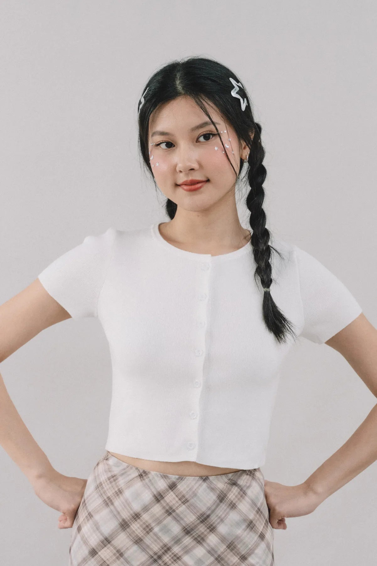 Millie Flower Button Knit Top