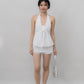 Nicolette Halter Stripe Self-Tie Padded Top