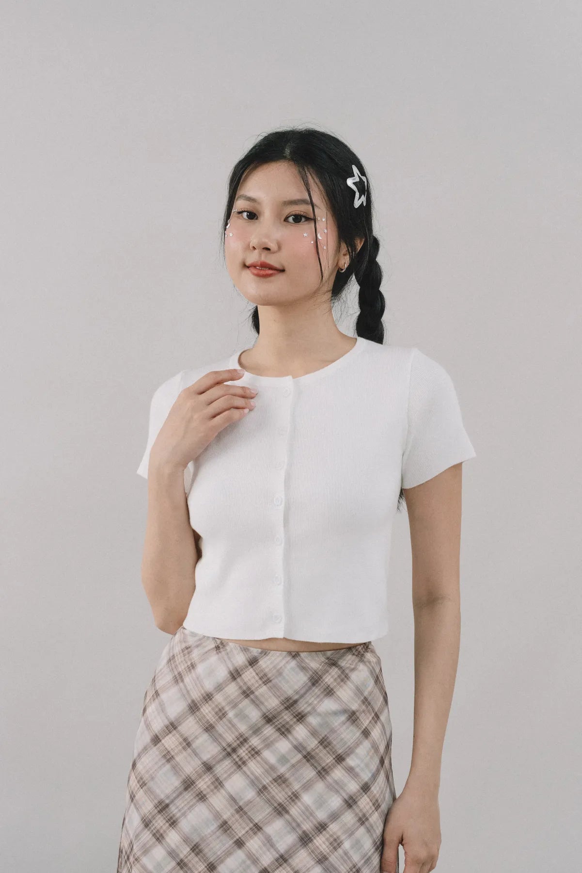 Millie Flower Button Knit Top