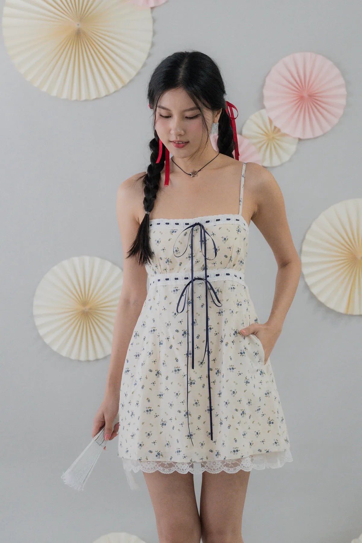 [COL FUKU] Ariana Padded Mini Ribbon Dress