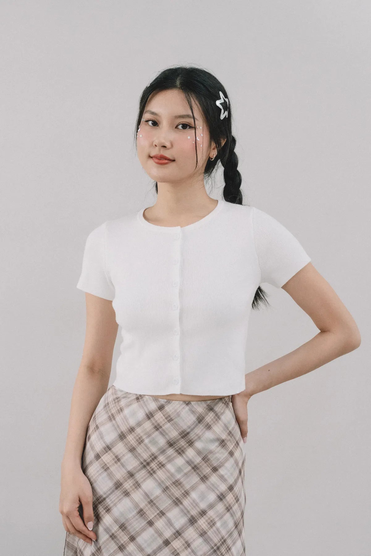 Millie Flower Button Knit Top