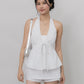 Nicolette Halter Stripe Self-Tie Padded Top