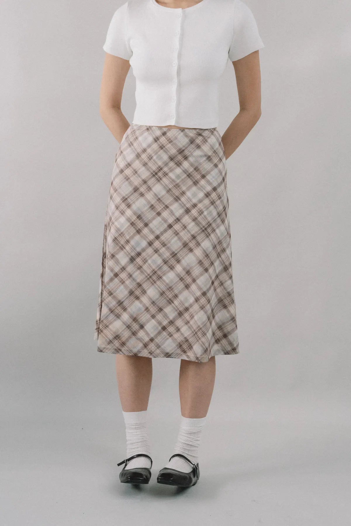 Corrie Plaid Midi Skirt [CLOUD MESH]