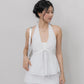 Nicolette Halter Stripe Self-Tie Padded Top