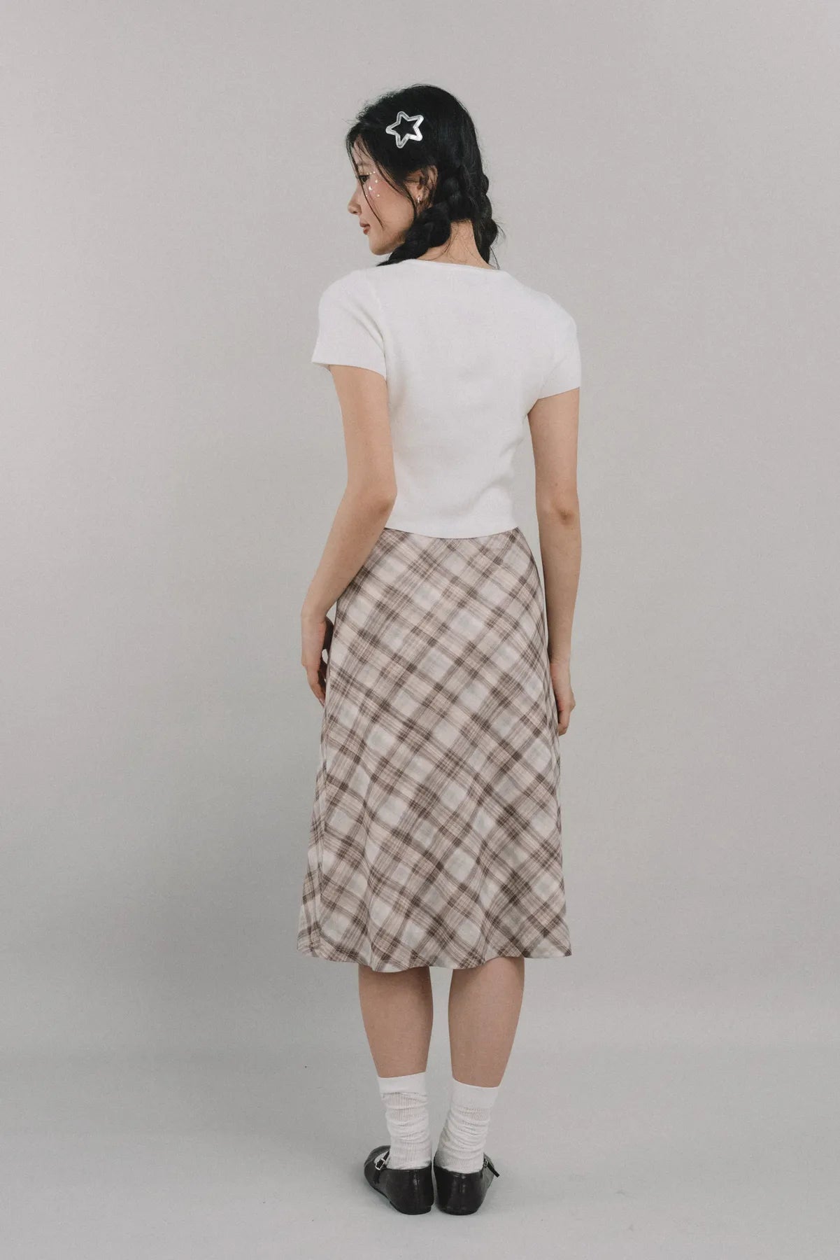 Corrie Plaid Midi Skirt [CLOUD MESH]