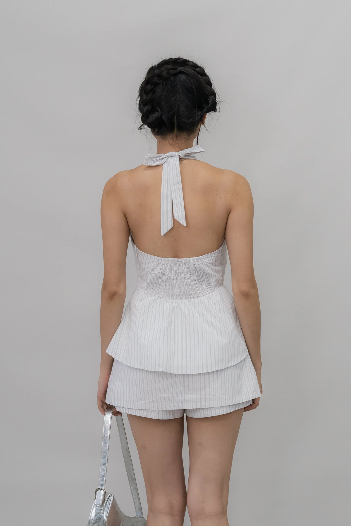 Nicolette Halter Stripe Self-Tie Padded Top