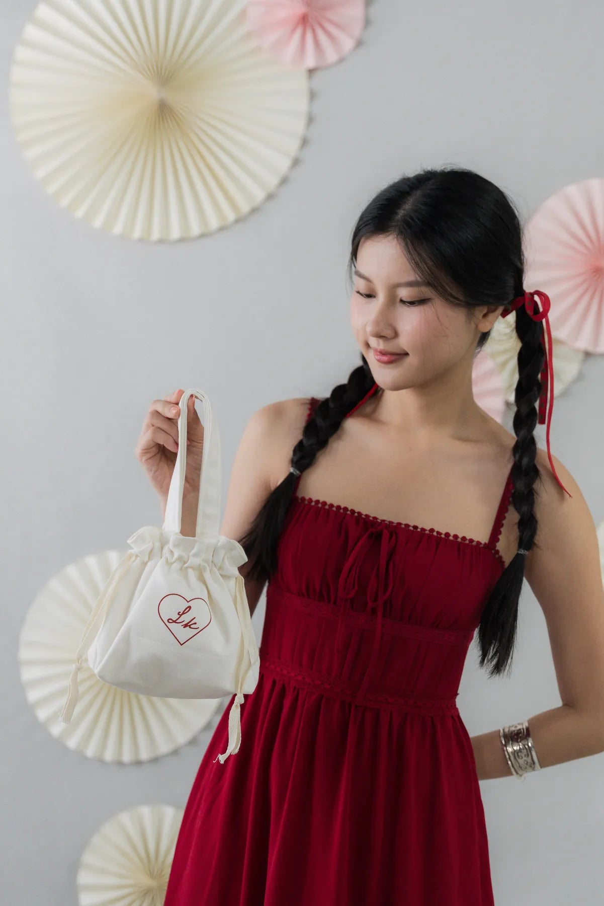 Elysia Ribbon Pintuck Padded Maxi Dress