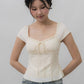 Christine Sleeved Padded Lace Ribbon Top