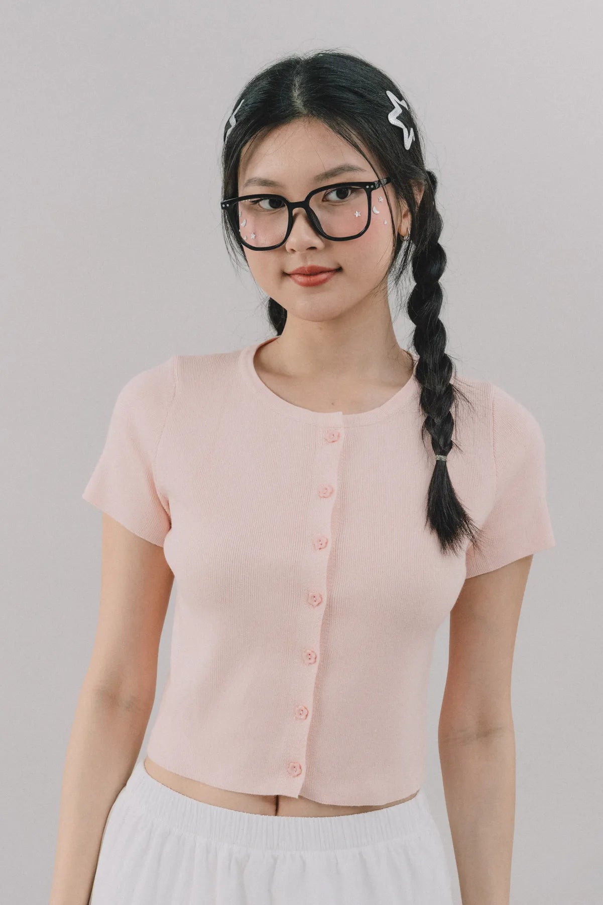 Millie Flower Button Knit Top