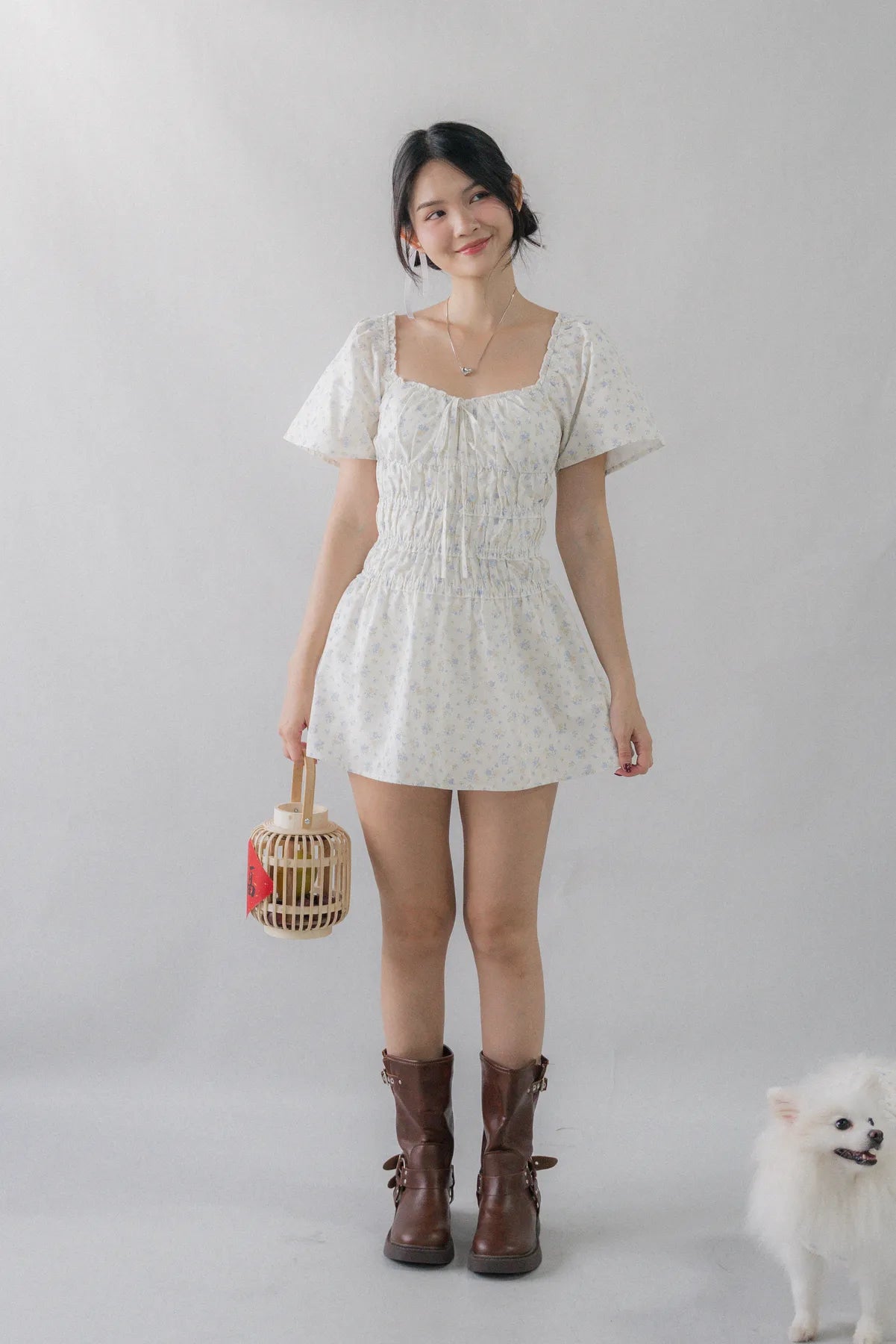 [COL YORI] Maisie Flutter Sleeves Mini Romper Dress