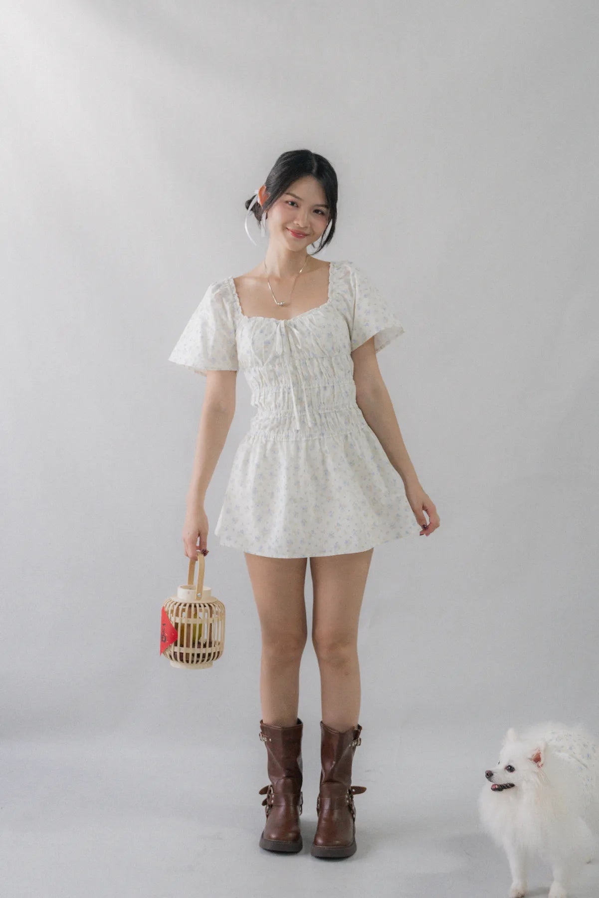 [COL YORI] Maisie Flutter Sleeves Mini Romper Dress