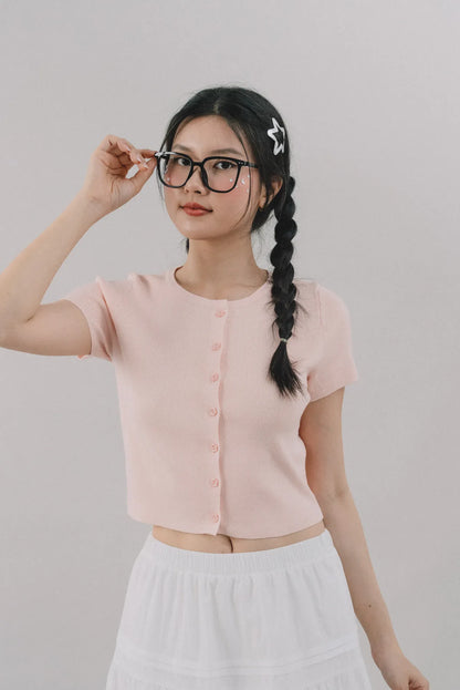Millie Flower Button Knit Top