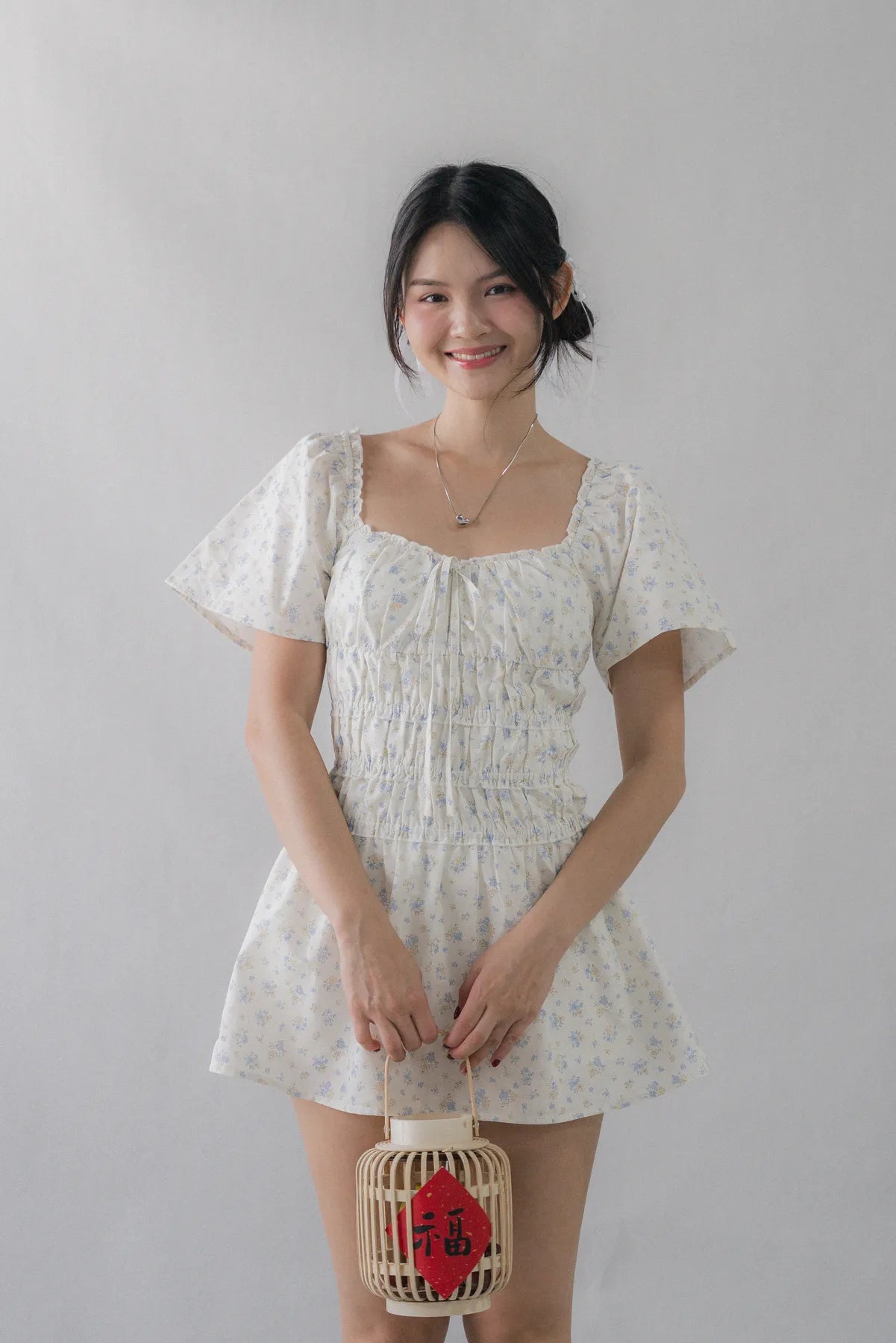 [COL YORI] Maisie Flutter Sleeves Mini Romper Dress
