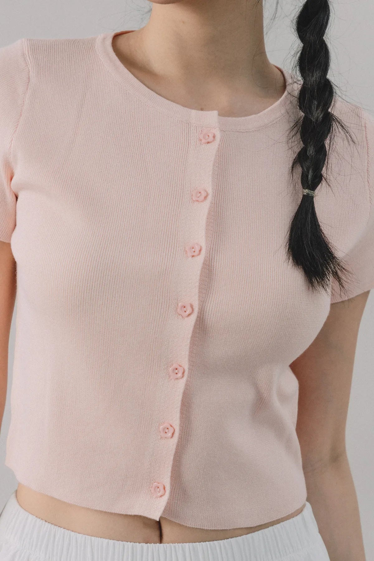 Millie Flower Button Knit Top