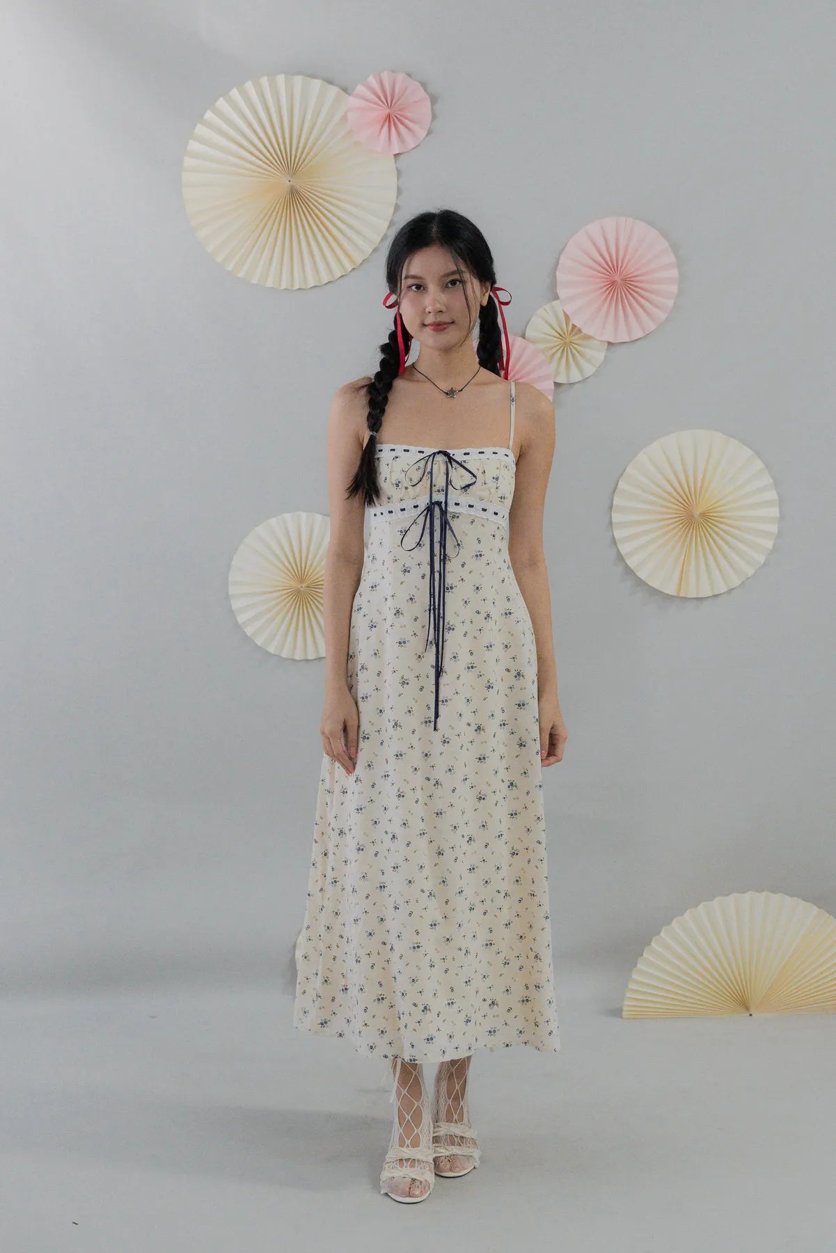 [COL FUKU] Anya New Padded Long Ribbon Dress