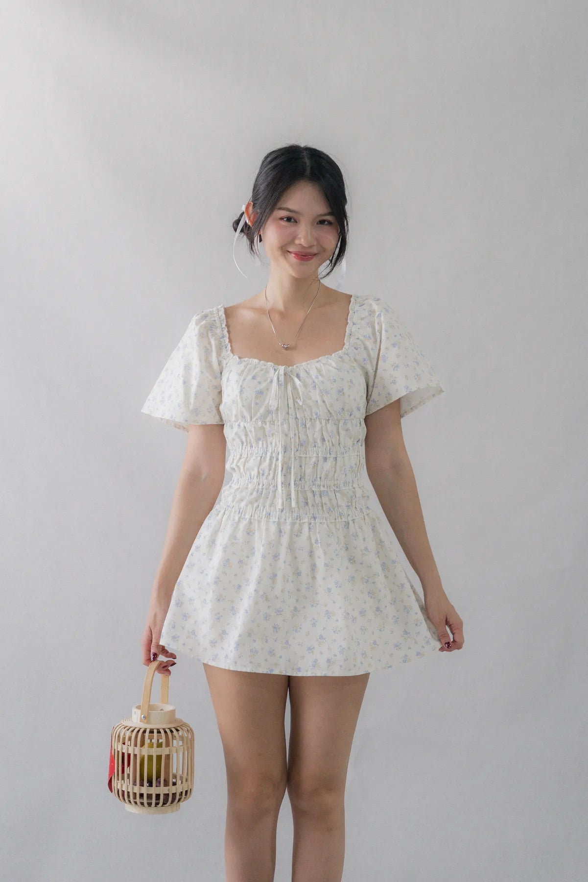 [COL YORI] Maisie Flutter Sleeves Mini Romper Dress