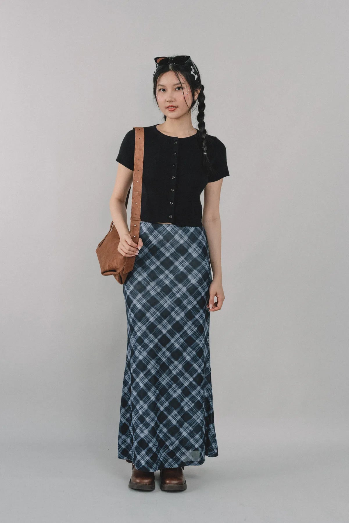Bradley Plaid Maxi Skirt [CLOUD MESH]