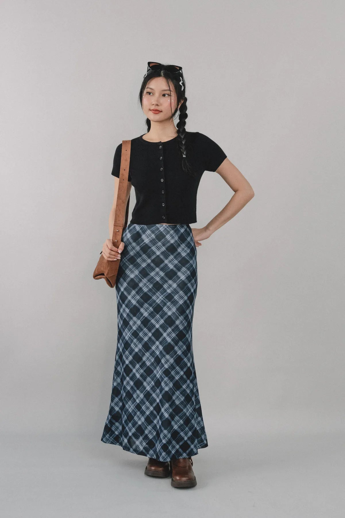 Bradley Plaid Maxi Skirt [CLOUD MESH]
