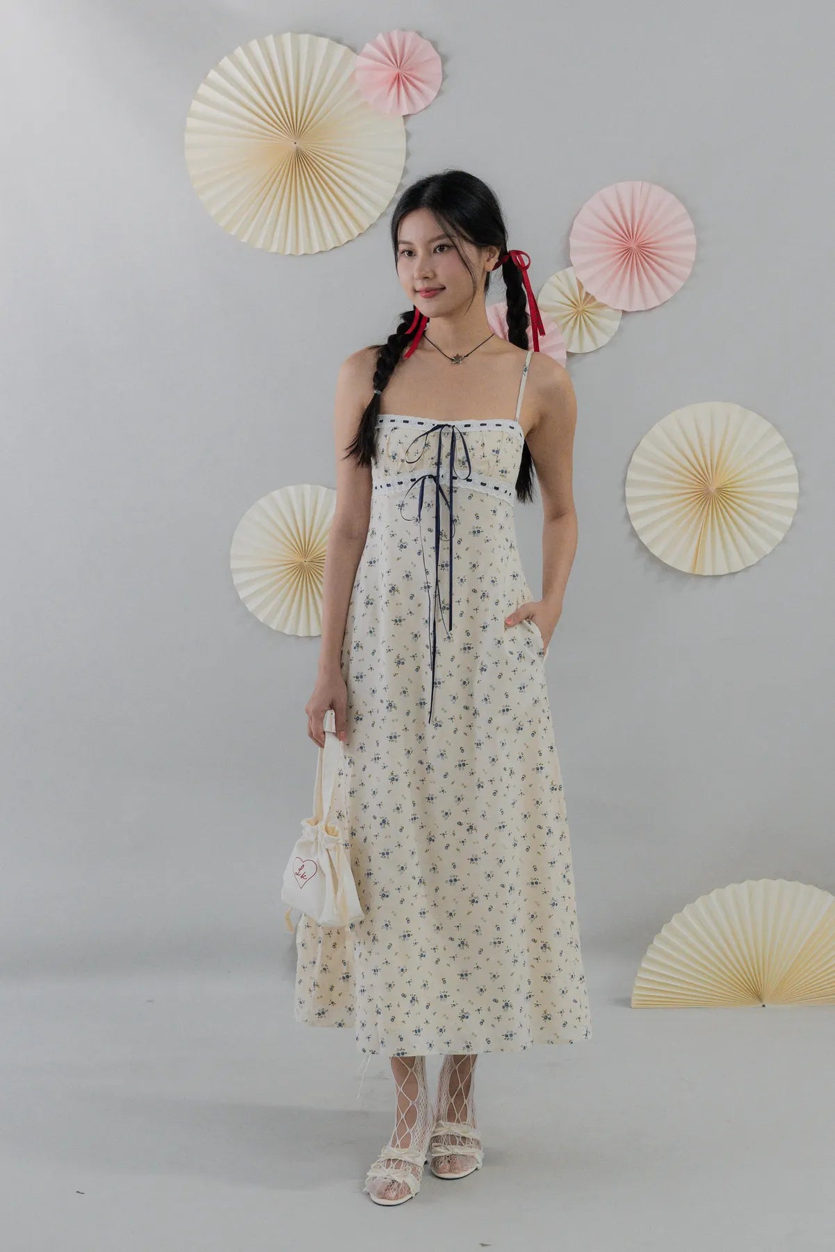 [COL FUKU] Anya New Padded Long Ribbon Dress