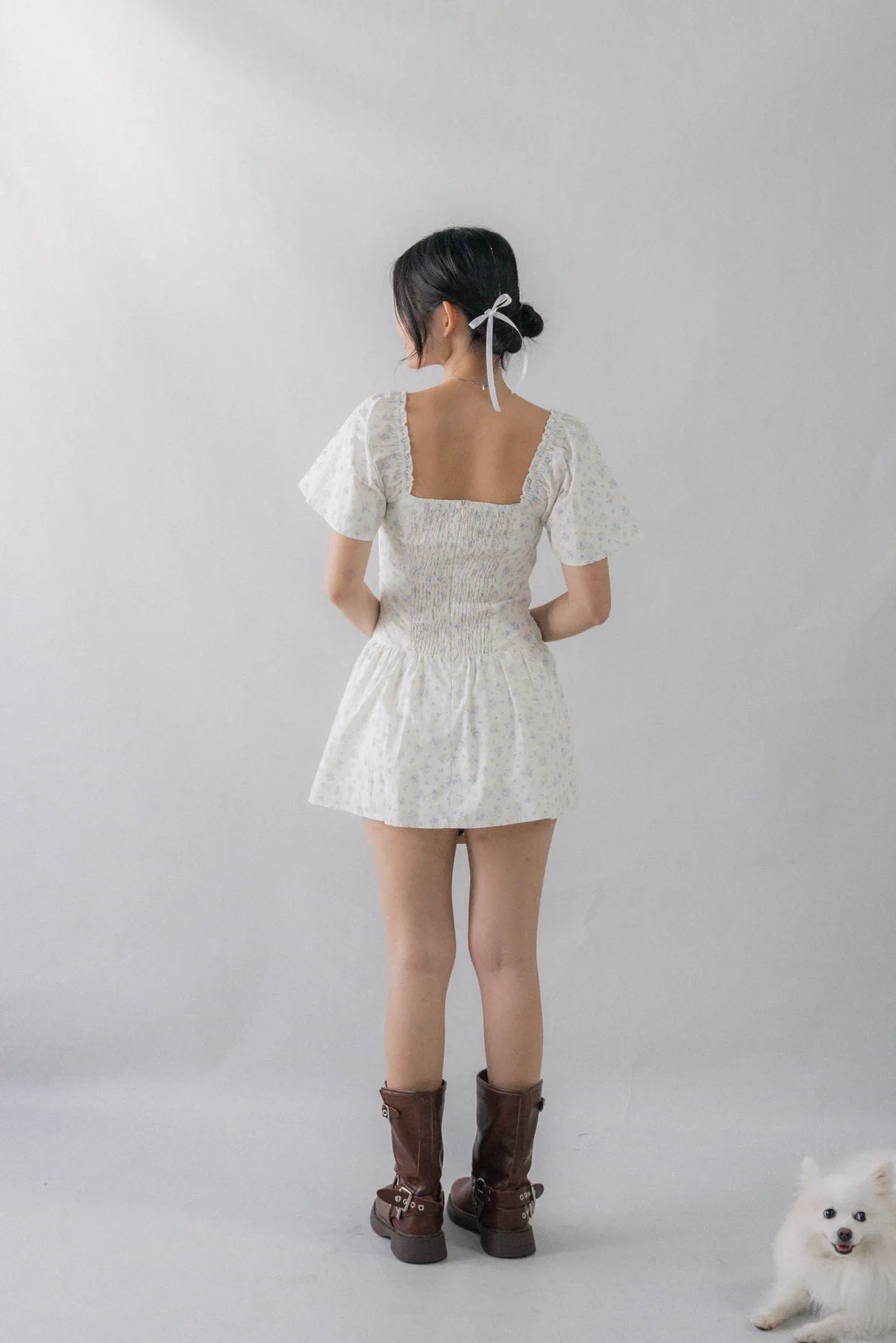 [COL YORI] Maisie Flutter Sleeves Mini Romper Dress