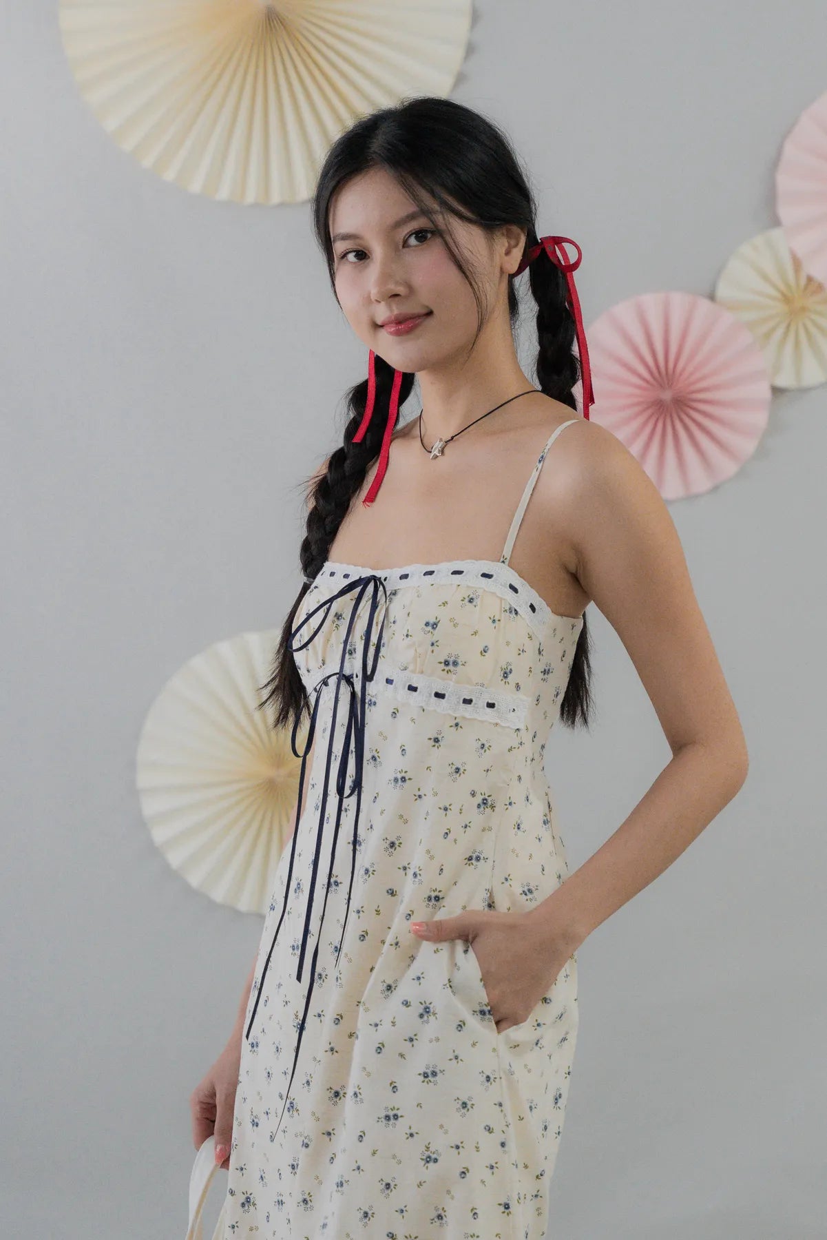 [COL FUKU] Anya New Padded Long Ribbon Dress