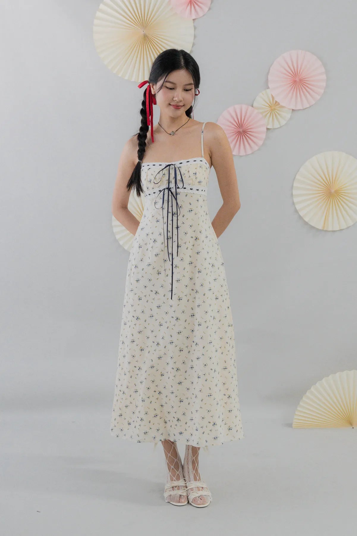 [COL FUKU] Anya New Padded Long Ribbon Dress