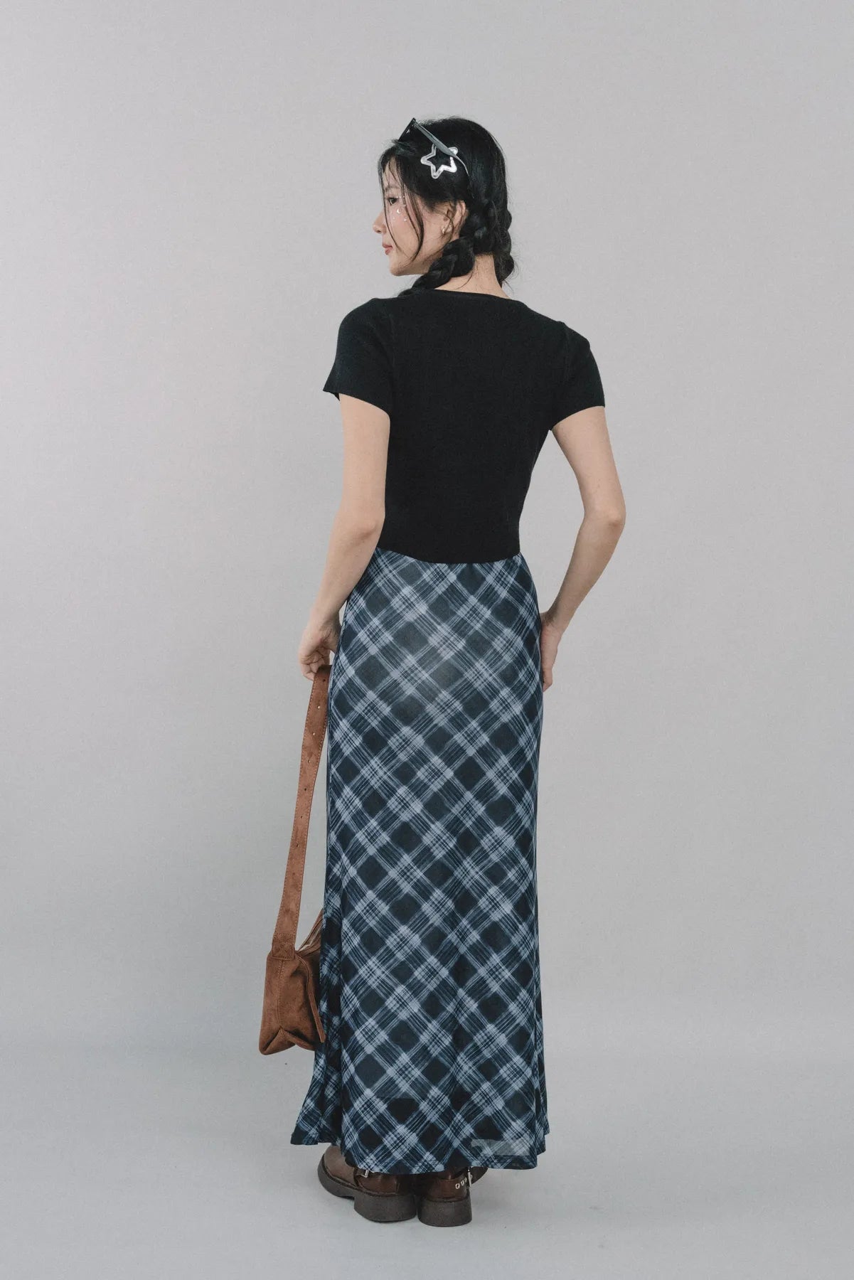 Bradley Plaid Maxi Skirt [CLOUD MESH]