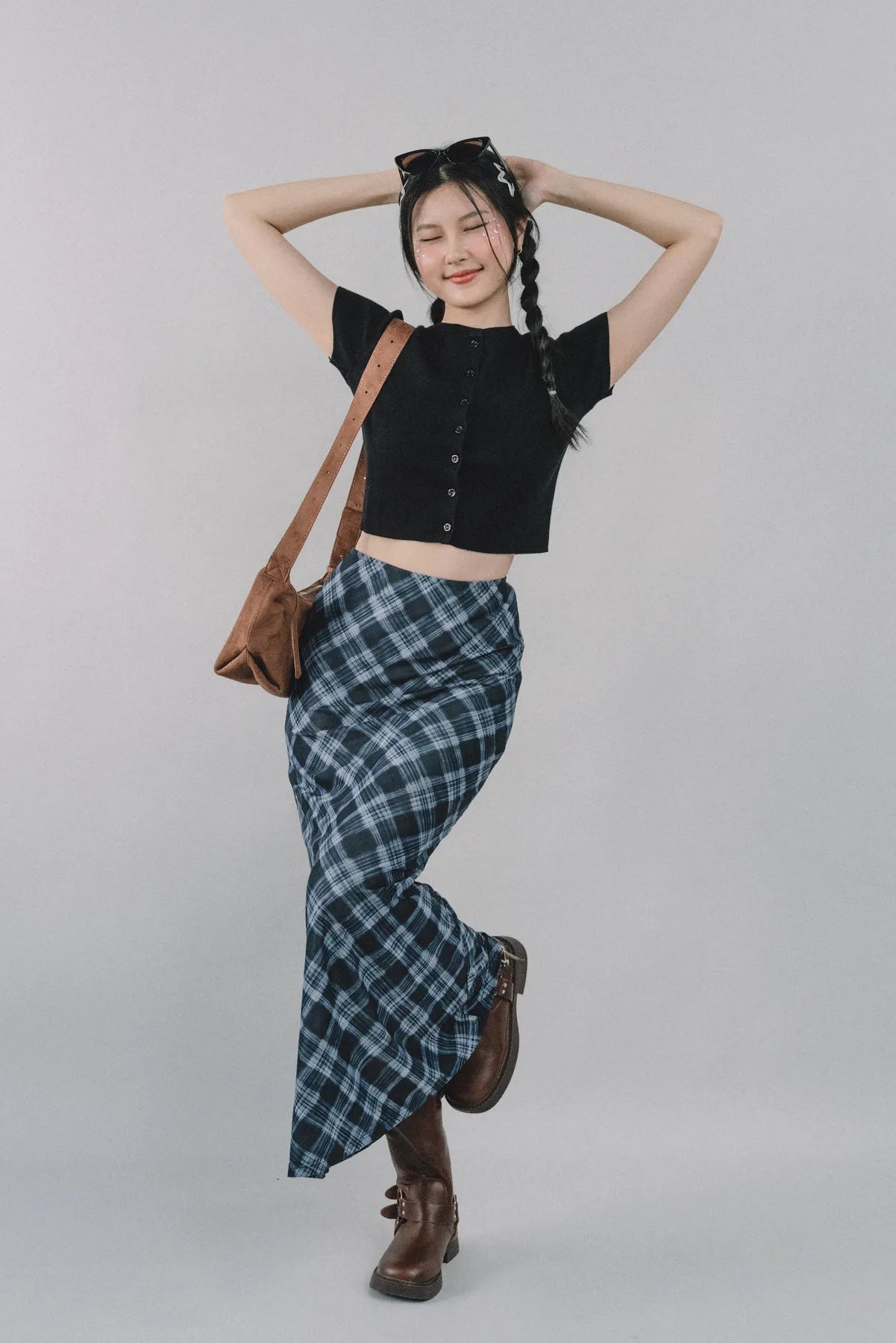 Bradley Plaid Maxi Skirt [CLOUD MESH]
