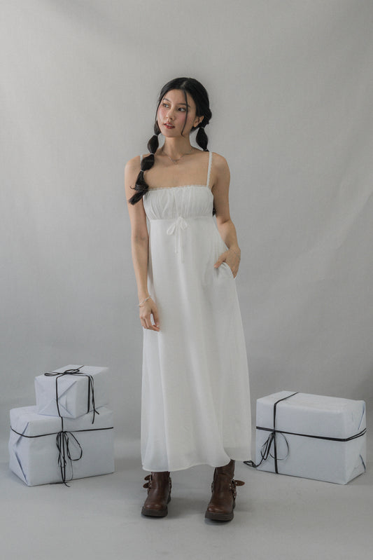 Kate Lace Trim Ribbon Padded Maxi Dress