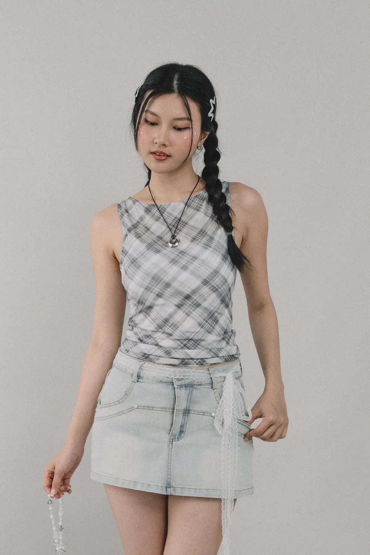 Blaire Padded Mesh Top [CLOUD MESH]