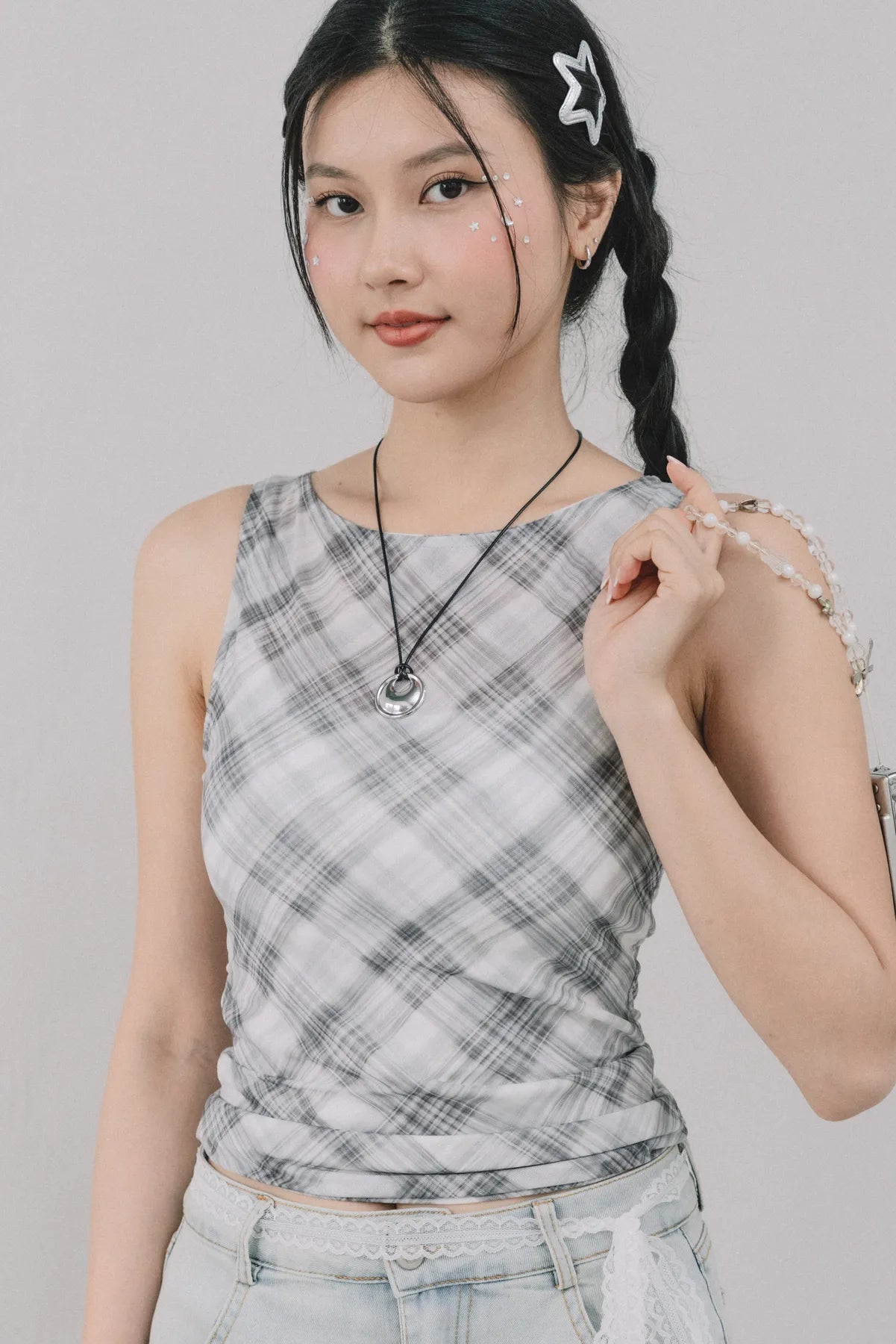 Blaire Padded Mesh Top [CLOUD MESH]