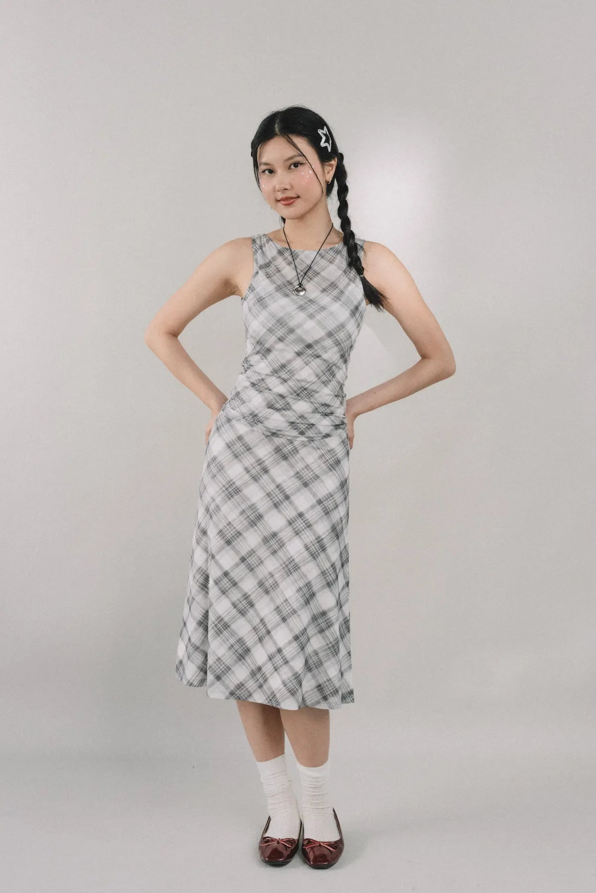Corrie Plaid Midi Skirt [CLOUD MESH]