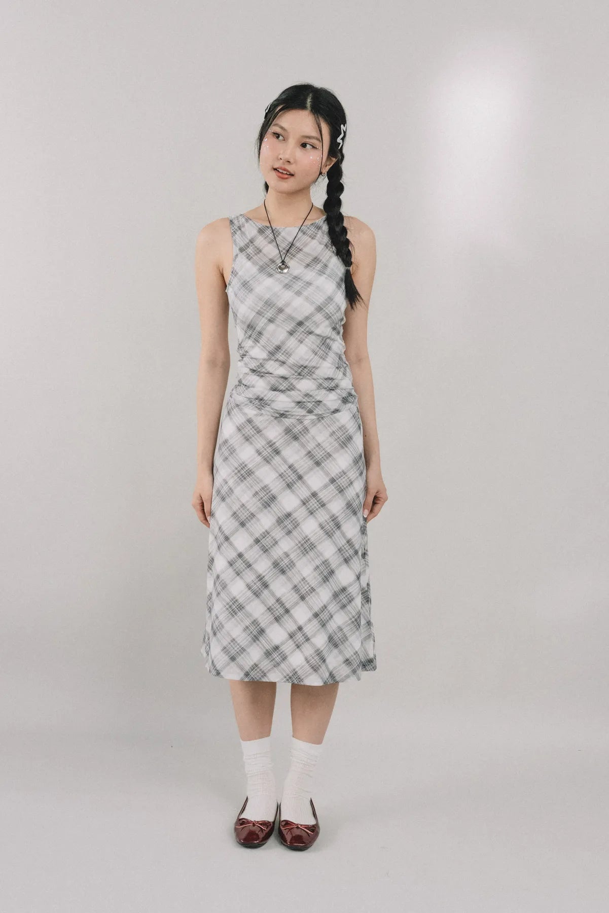 Corrie Plaid Midi Skirt [CLOUD MESH]
