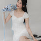 Christine Sleeved Padded Lace Ribbon Top