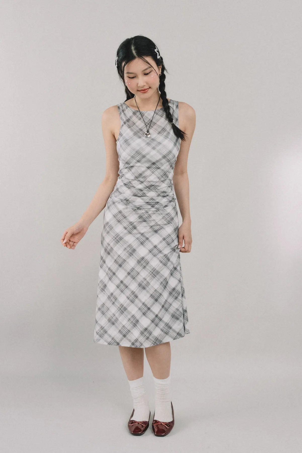 Corrie Plaid Midi Skirt [CLOUD MESH]