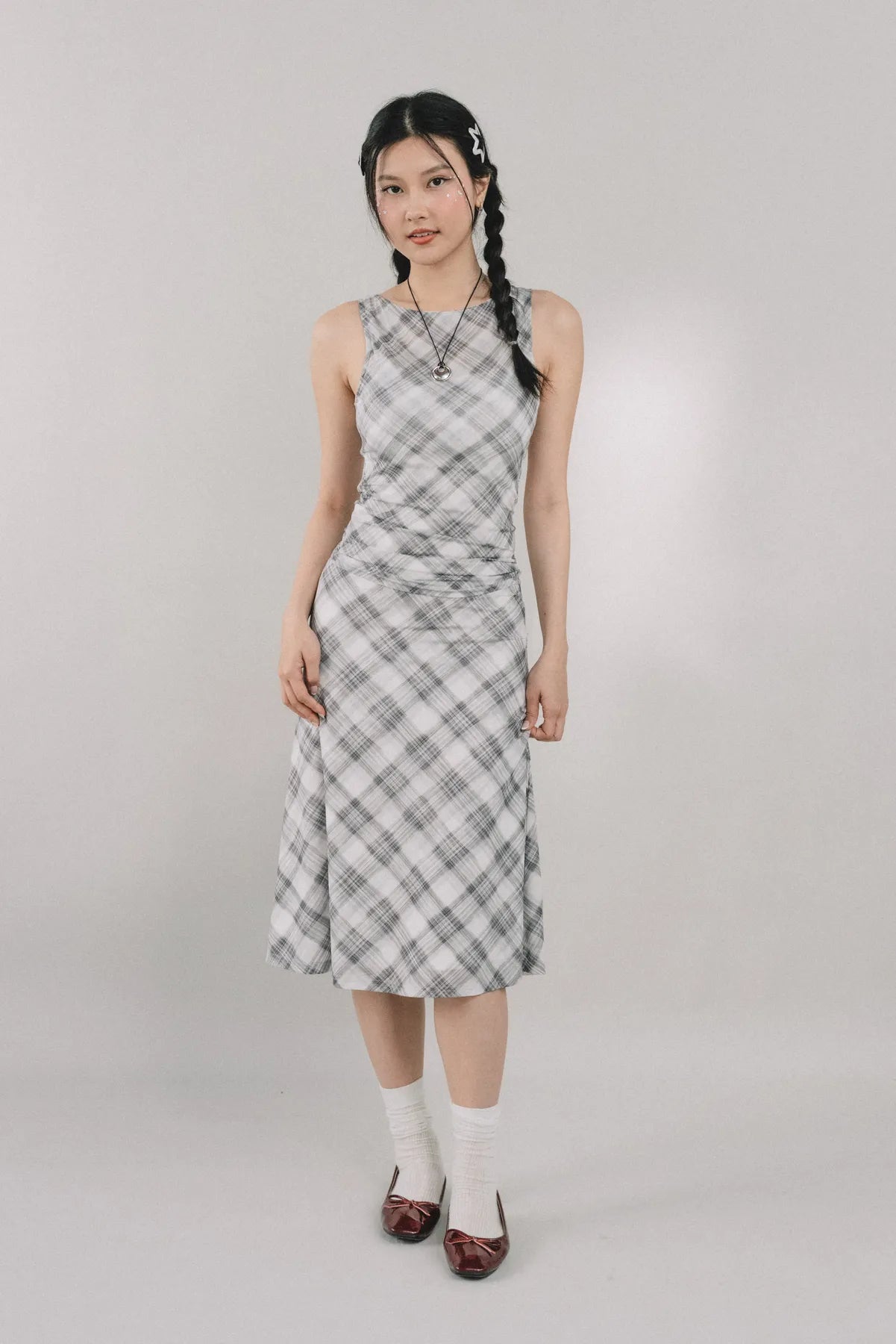 Corrie Plaid Midi Skirt [CLOUD MESH]
