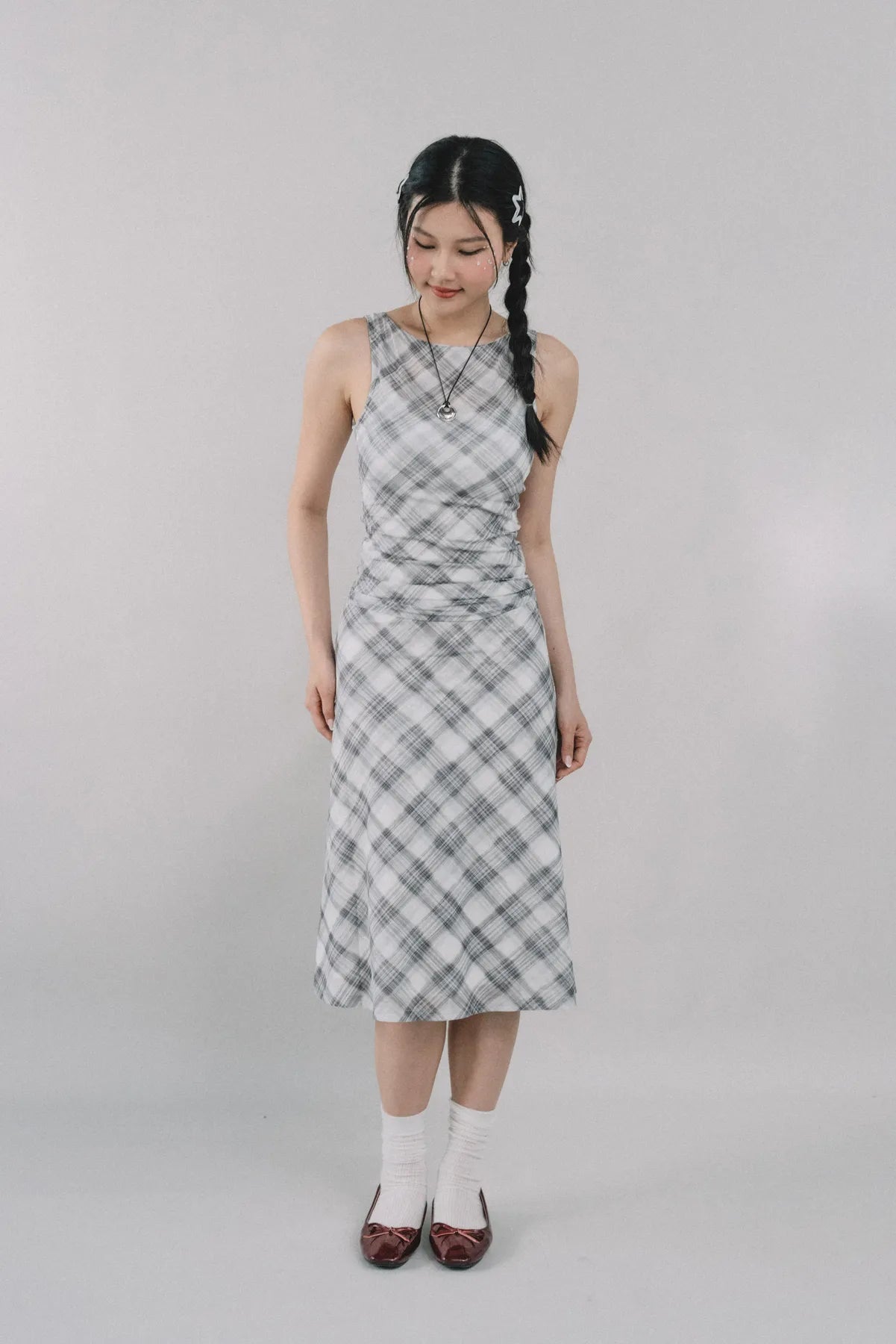 Corrie Plaid Midi Skirt [CLOUD MESH]
