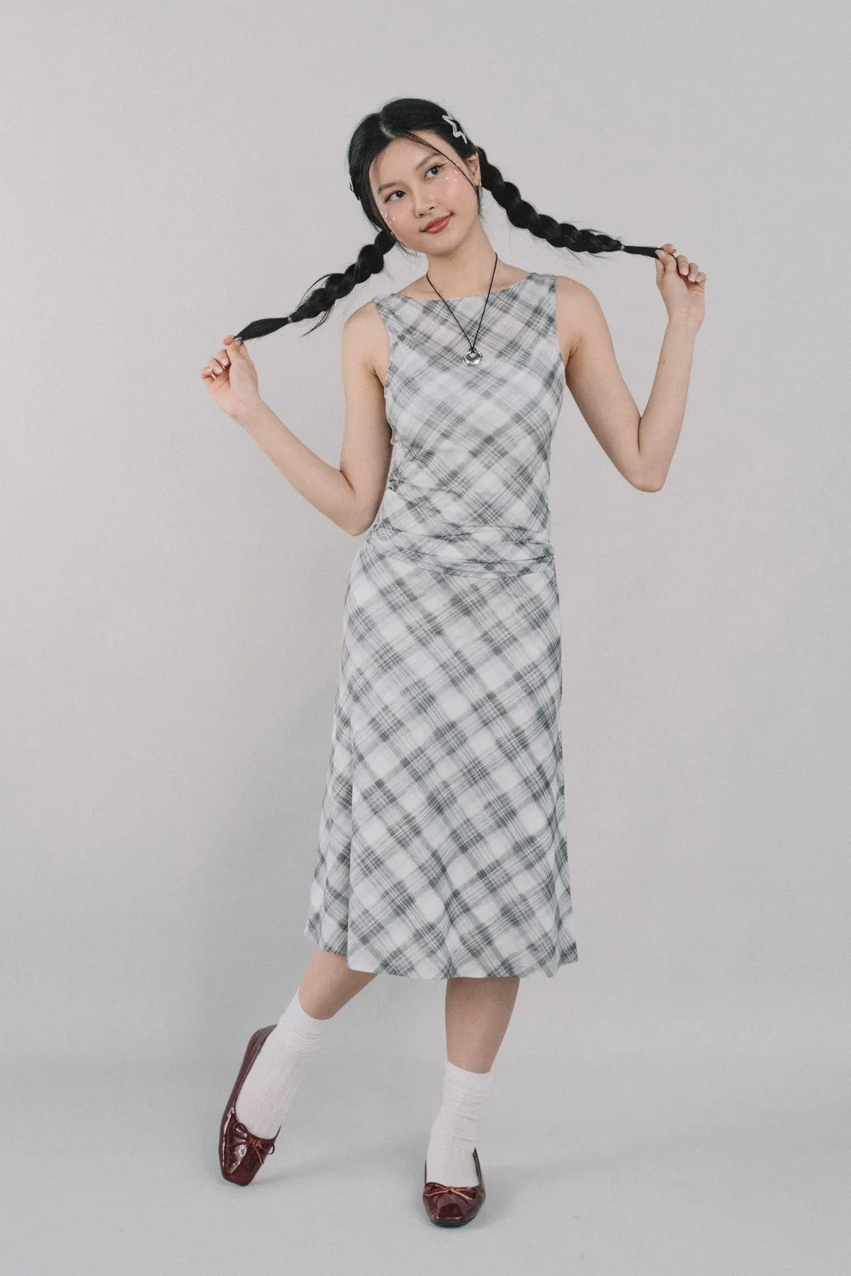 Corrie Plaid Midi Skirt [CLOUD MESH]