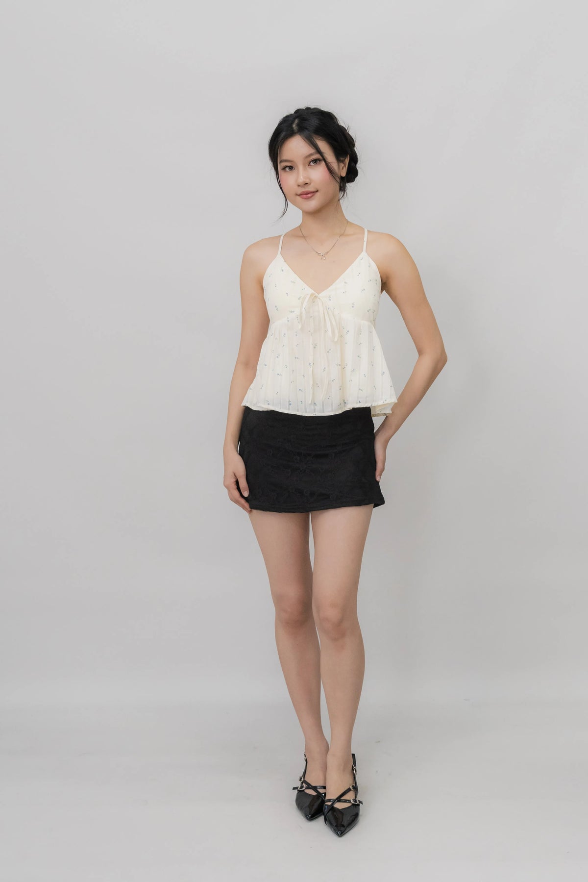Peony Floral Print Babydoll Padded Top