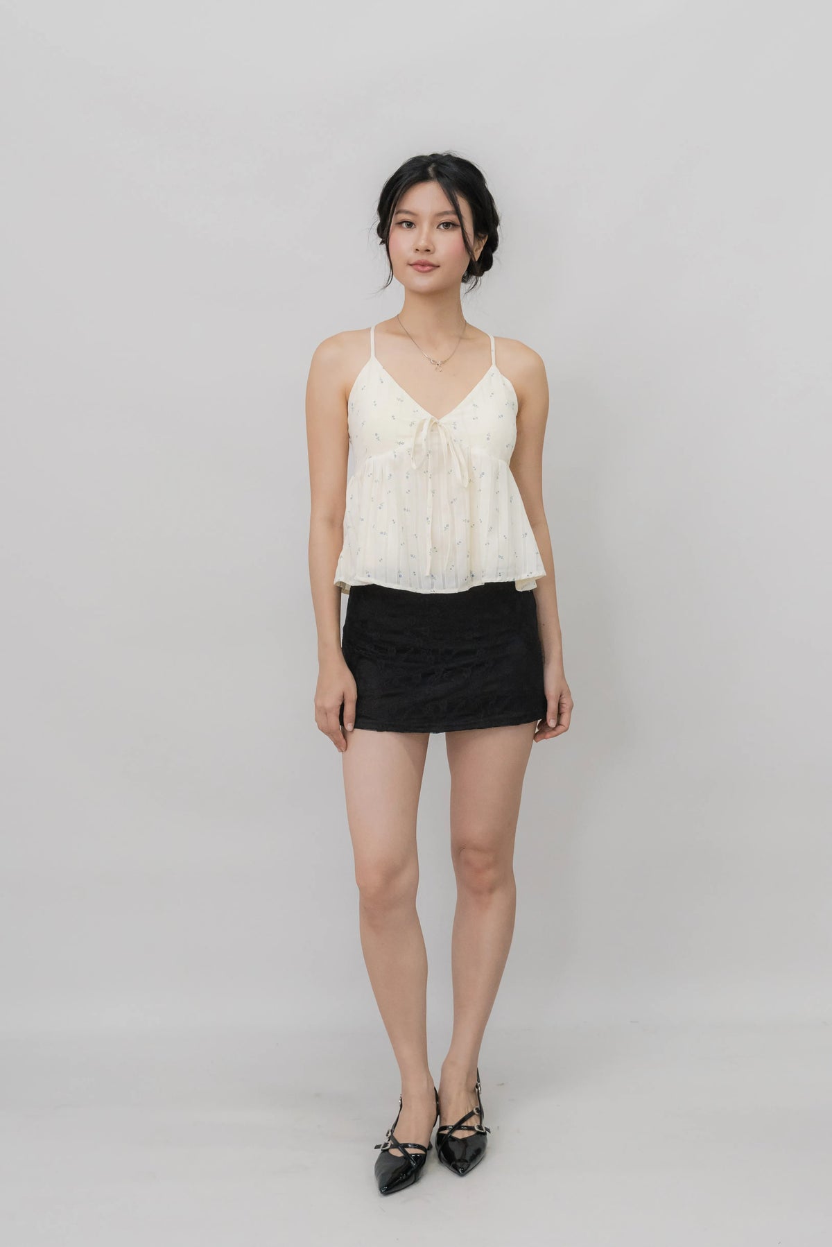 Peony Floral Print Babydoll Padded Top