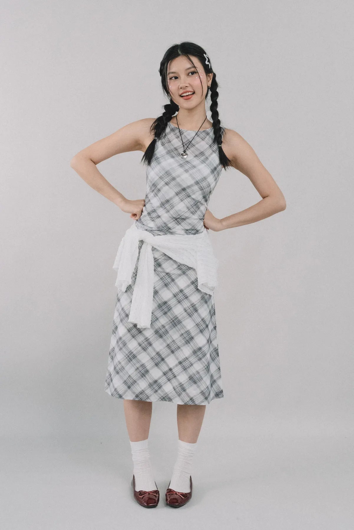 Corrie Plaid Midi Skirt [CLOUD MESH]