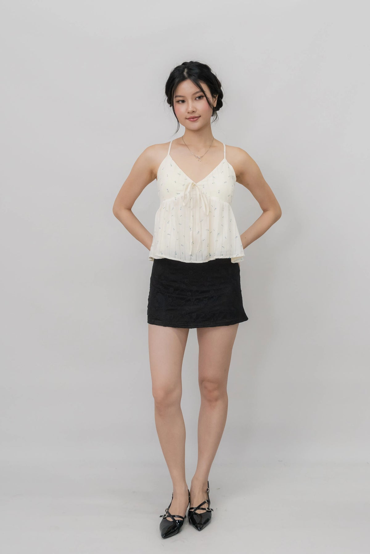 Peony Floral Print Babydoll Padded Top