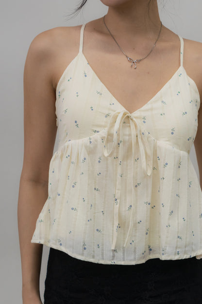 Peony Floral Print Babydoll Padded Top