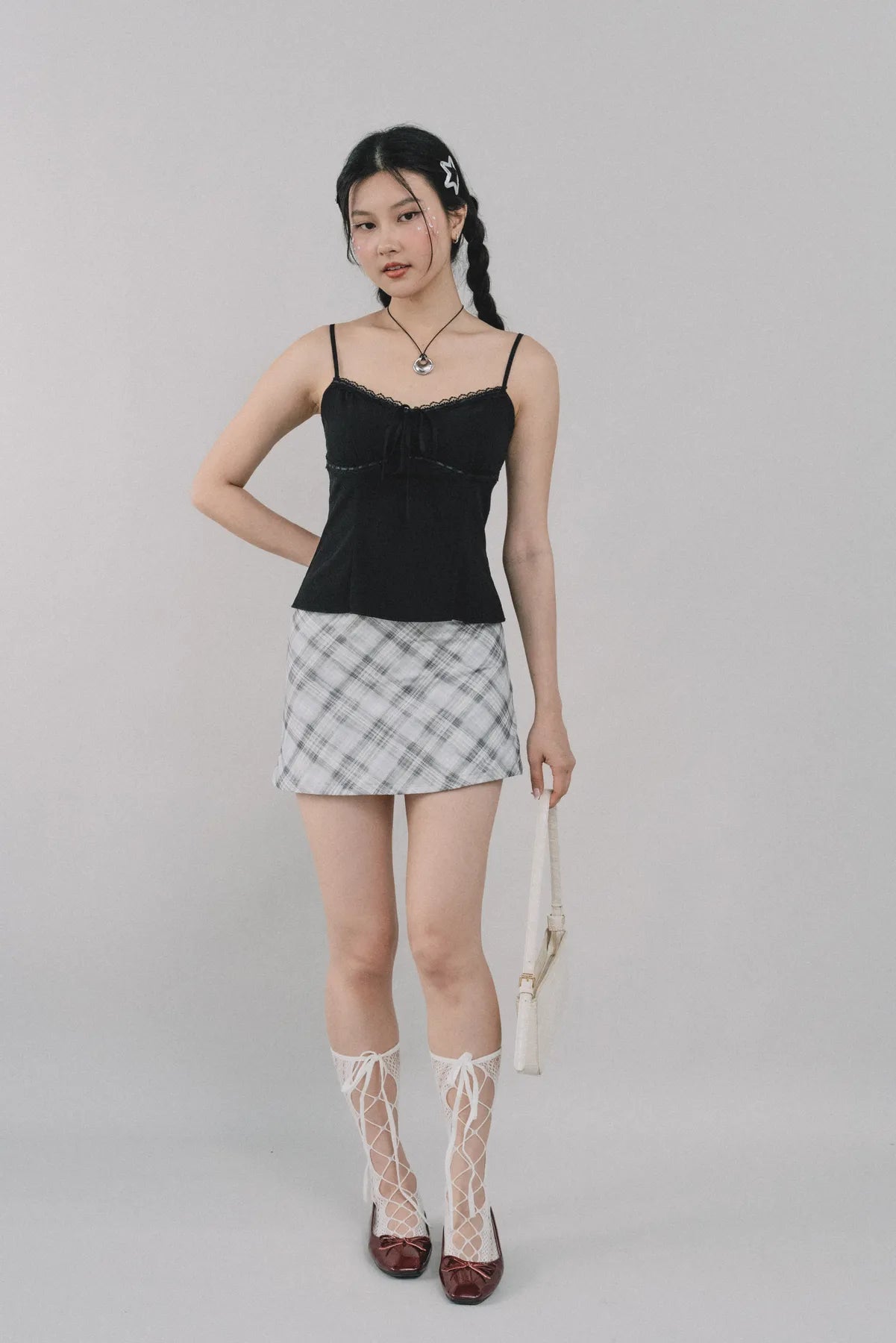 Dewy Plaid Mini Skort [CLOUD MESH]