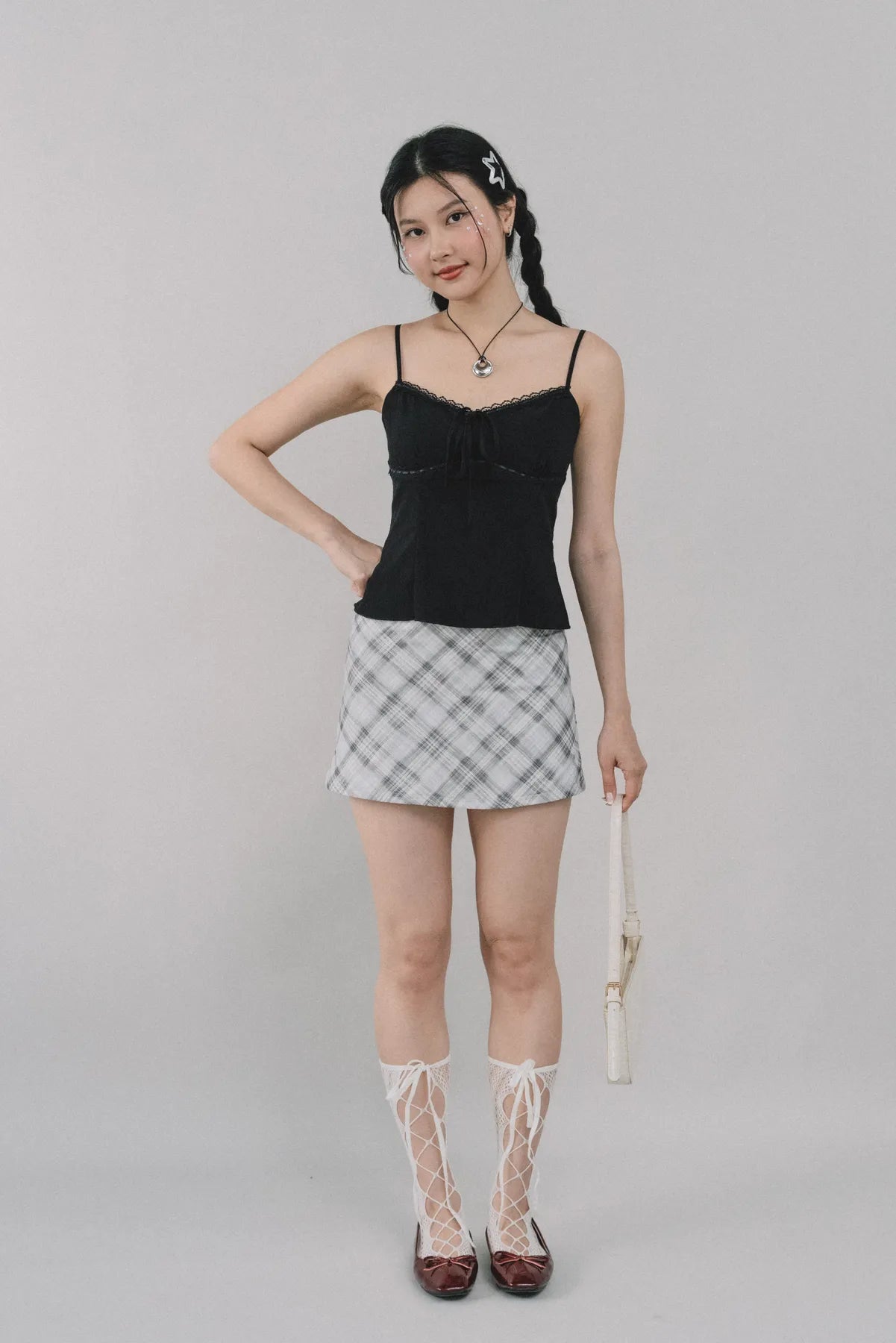 Dewy Plaid Mini Skort [CLOUD MESH]