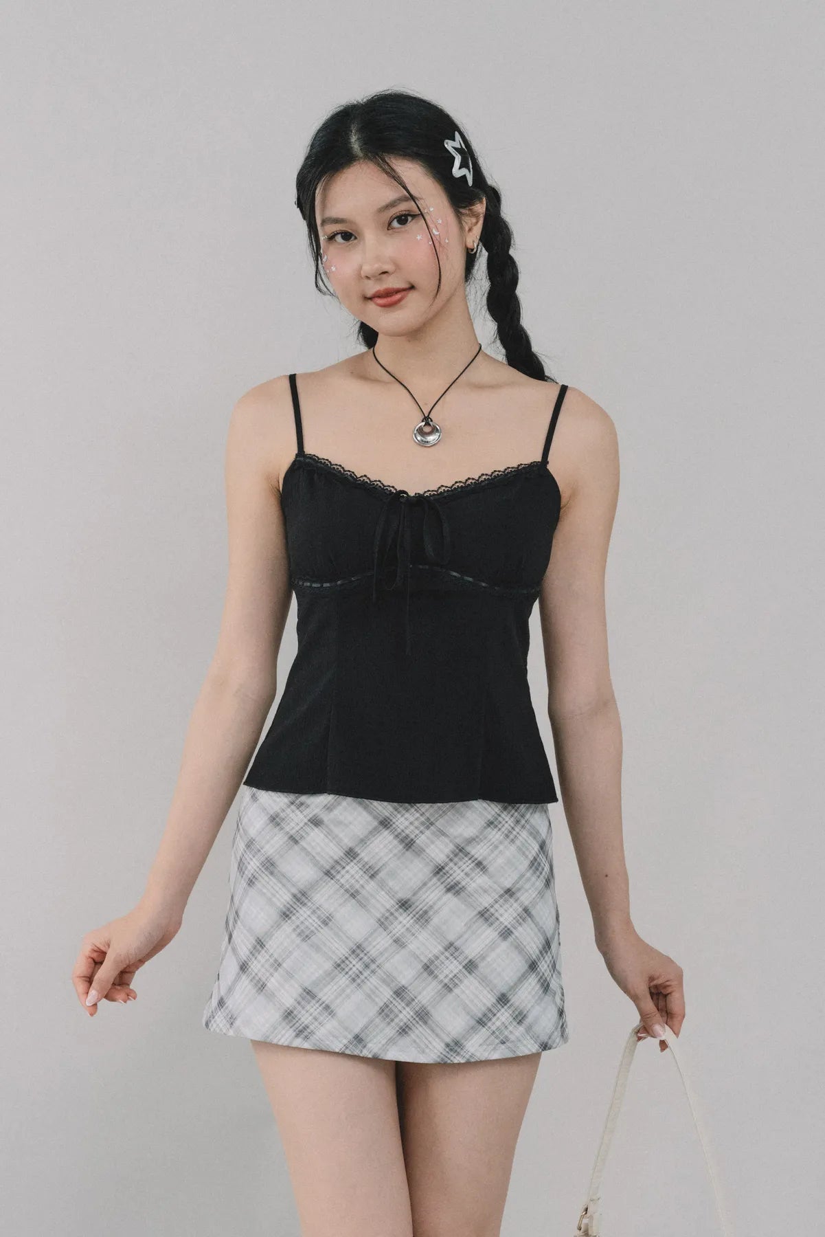 Dewy Plaid Mini Skort [CLOUD MESH]